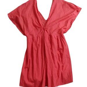 HYFVE Women's Xl Pink Deep V-Neck Flowy Short Versatile Dress